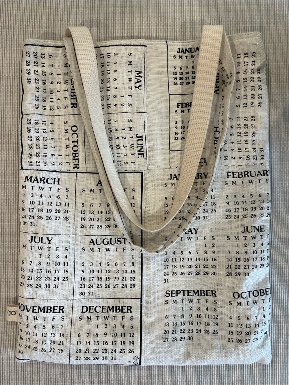 Canvas Linen Calendar Print Tote Bag Artisan made - Picture 7 of 7